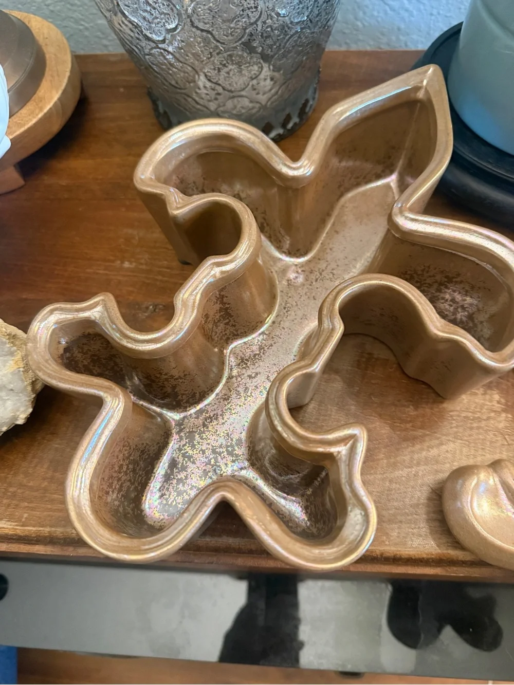 Large Gold/Bronze Fleur De Lis Decorative Storage / Trinket Box